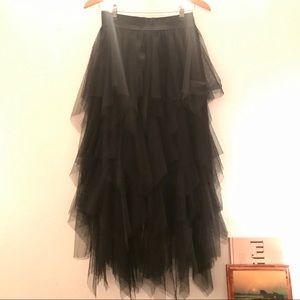 High waisted ankle length tulle black skirt